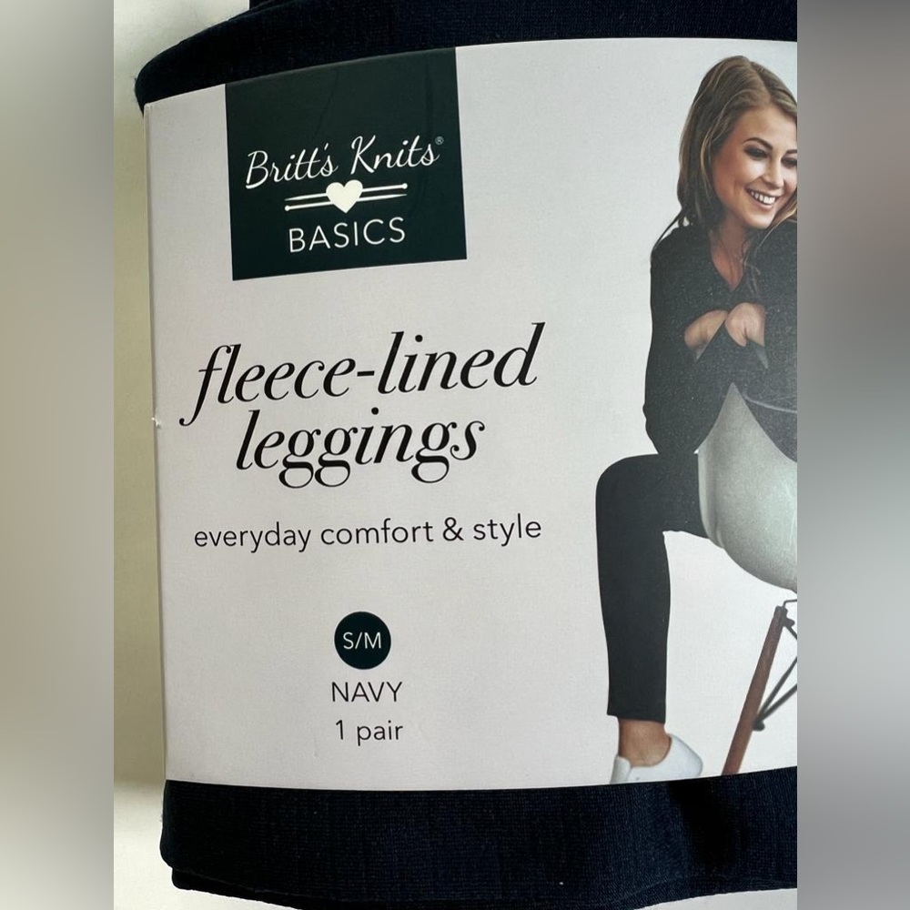 NWT Britt’s Knits Fleece-Lined NAVY Leggings EVERYDAY COMFORT & STYLE Size S/M‎